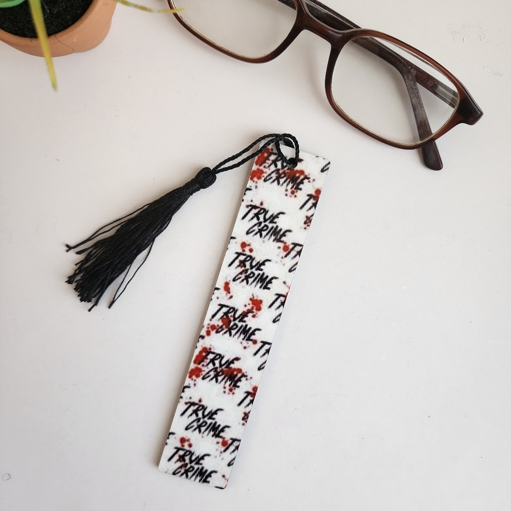 True Crime Tassel Bookmark, Crime Bookmark, Readers Gift, Crime Gift